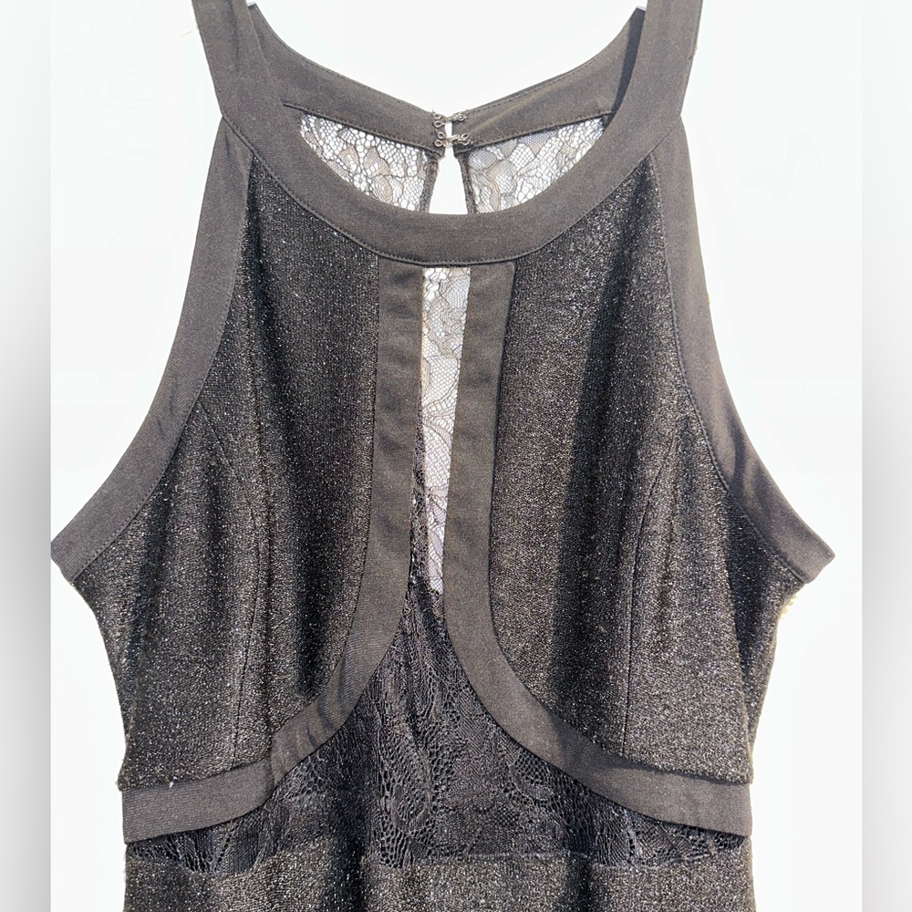 BCBG Crew Neck Lace Inset Maxi Dress - Picture 12 of 13